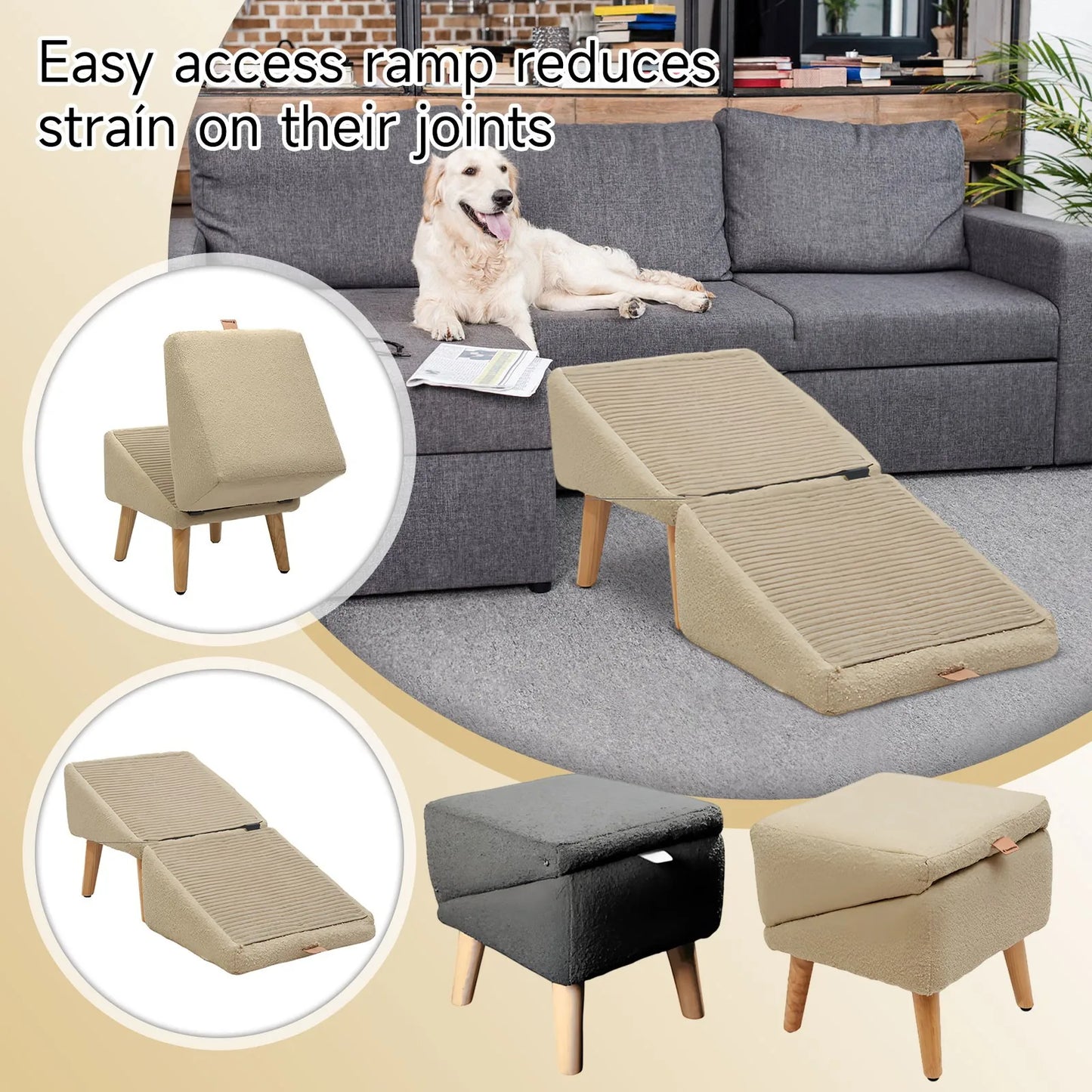 Dog Ramp Split dog stairs Foldable Dog Vehicle Stairs Multifunctional Nonslip Pet Stair Stool for Small Dogs Cats Pet Supplies